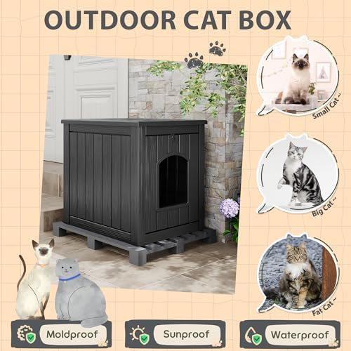 Cat Litter Box Enclosure, Plastic Outdoor Cat House Weatherproof - Image 7