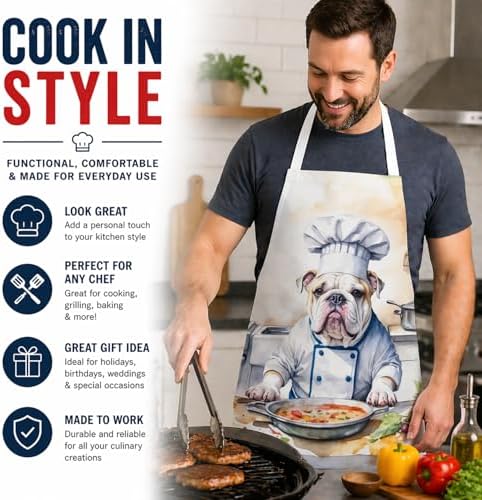Caroline's Treasures English Bulldog The Chef Apron Cooking Kitchen Server - Image 2