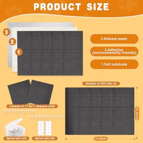4Pack Cat Scratch Furniture Protector, Self-Adhesive, Dark Gray - Image 6