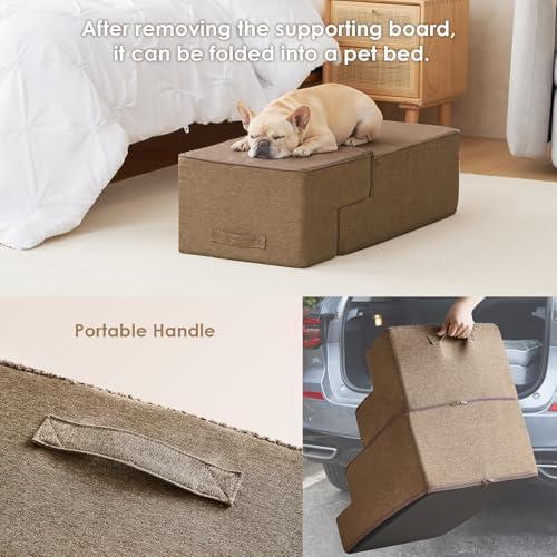 EHEYCIGA Dog Stairs for Bed 20" H, 4-Step Extra Wide Dog Steps - Image 6