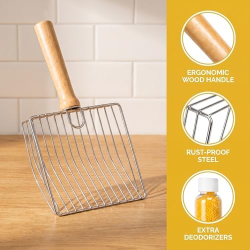 Premium Cat Litter Scoop with Stainless Steel Frame and Wooden Handle - Image 7