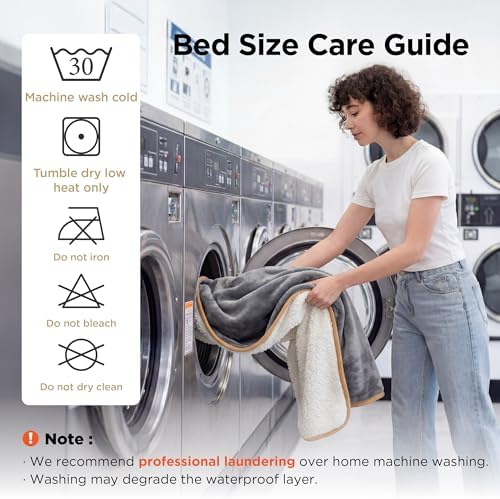 Bedsure Waterproof Blanket for Bed Soft Sherpa Fleece Throw, King 108"x86" - Image 5