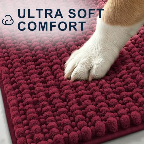 Smiry Dog Door Mat for Muddy Paws 30x20, Ultra Absorbent Chenille Doormat - Image 3