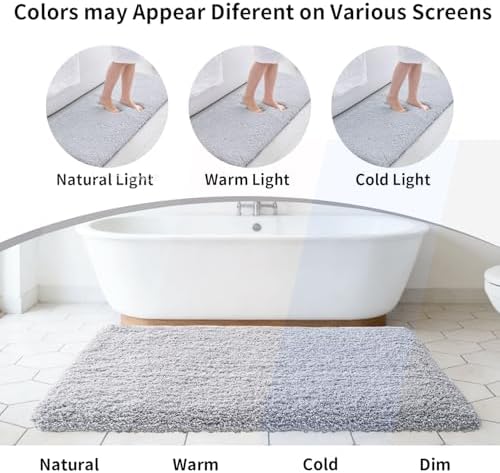 Disolla Silver Grey Bathroom Rugs 24x36, Non-Slip Plush Thick Bath Mat - Image 7