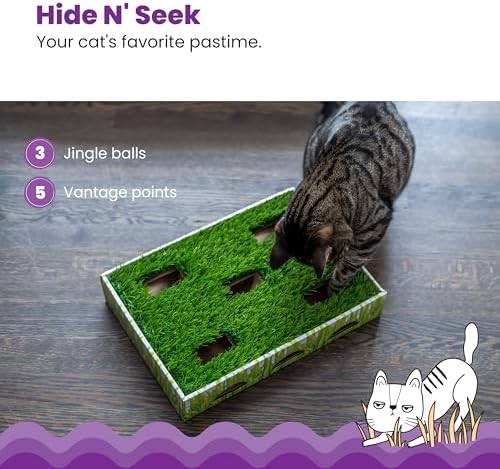 Catstages Grass Patch Hunting Box Cat Toy, Faux Grass & 3 Balls - Image 5