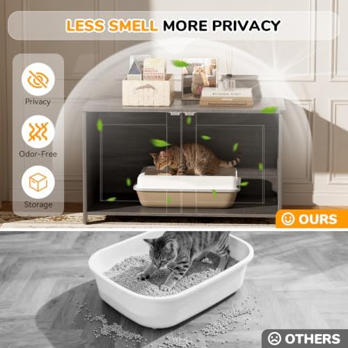 Extra Large Cat Litter Box Enclosure Furniture Dog Proof, Hidden Kitty Washroom - Image 3