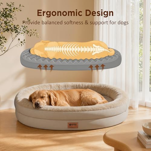 Waterproof Orthopedic Dog Bed for Medium Dogs, Light Brown - Image 6