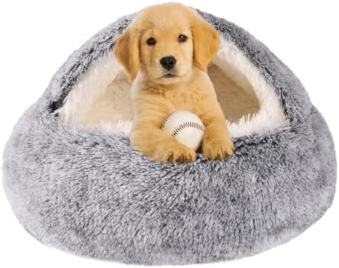 Hooded Dog Bed for Small Dogs, Nest Dog Beds, Washable Cute Cat Cave Bed by WgoogW