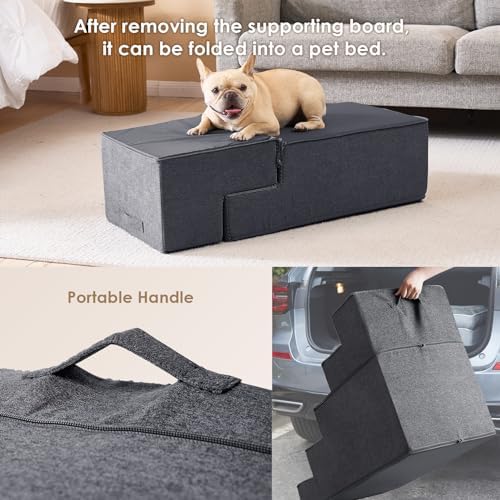 EHEYCIGA Dog Stairs for Bed 20" H, 4-Step Extra Wide Dog Steps - Image 6