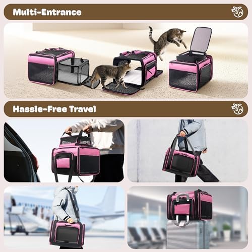 Top and 2 Sides Expandable Cat Carrier 18x11x11 TSA Airline Approved - Image 6