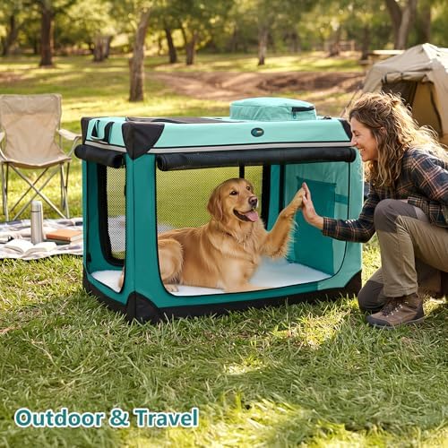 Ownpets Collapsible Dog Crate, 42 inch Portable Travel Dog Crate - Image 6