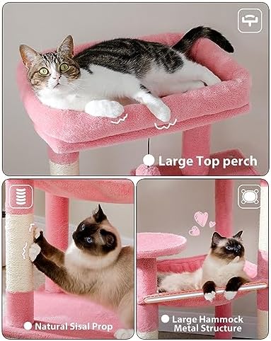 MUTTROS 56.3" Cat Tree with Metal Hammock, 2-Door Condo, 6 Tiers - Image 4