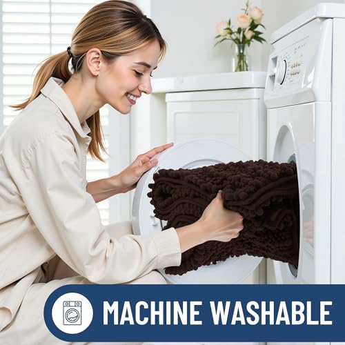 Smiry Bathroom Rugs 47X24, Extra Soft Rubber Backing Chenille Bath Mats - Image 6