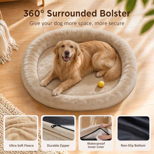 Waterproof Orthopedic Dog Bed for Extra Large Dogs, Light Brown - Image 2