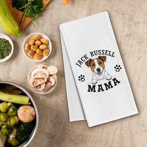 Jack Russell Kitchen Towels, Dog Mama Jack Russell Terrier Gifts - Image 3
