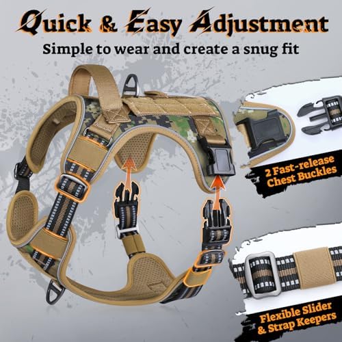 rabbitgoo Tactical Dog Harness for Large Dogs, No Pull Service Pet Vest - Image 2
