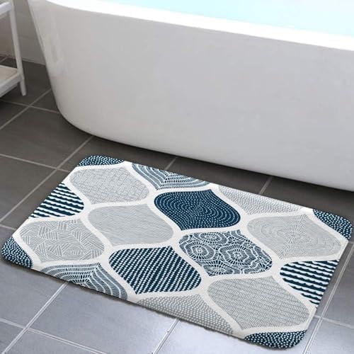JAWO Blue and Grey Paisley Bath Mat by JAWO