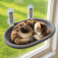 Foldable Cat Window Perch with Suction Cups & Grey Breathable Mesh Cover by Unknown