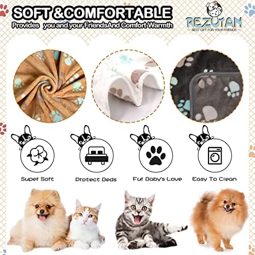 Rezutan Small Dog Blanket, Soft Puppy & Cat Flannel 3 Pack - Image 2