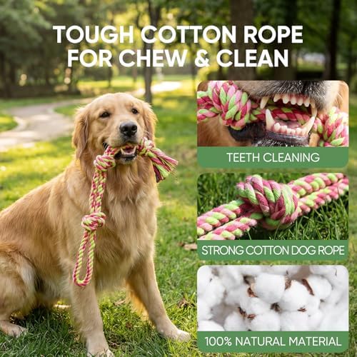 Aitmexcn Dog Rope Toys, 10 Pack Cotton Chew Tug Toys - Image 3