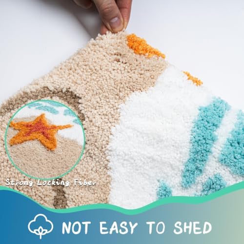 Blue Beach Bathroom Rugs Ultra Soft Microfiber Washable Absorbent - Image 6