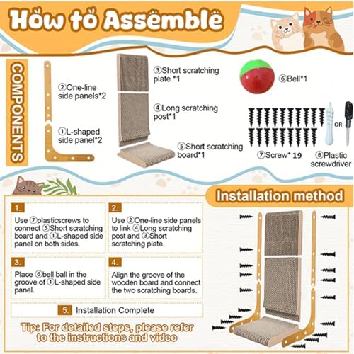 KVV Cat Scratcher, 23.6 Inch L Shaped Cat Scratch Pad - Image 2