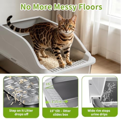 Stainless Steel Cat Litter Box, Extra Large XL Odor Free Metal Litter Box - Image 6