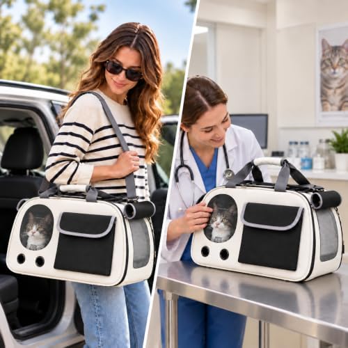Soft-Sided Cat Carrier, 17.7“×10.2”×11“ Foldable Portable Pet Travel Bag - Image 7