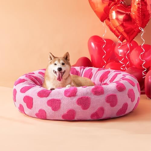 LE SURE Shown on TV Jacquard Donut Dog Beds Large, Lover Hearts 36x36x8in by Lesure