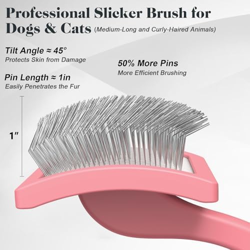 2PCS Slicker Brush for Dogs & Pet Comb, Professional Dog Grooming Brush - Image 3