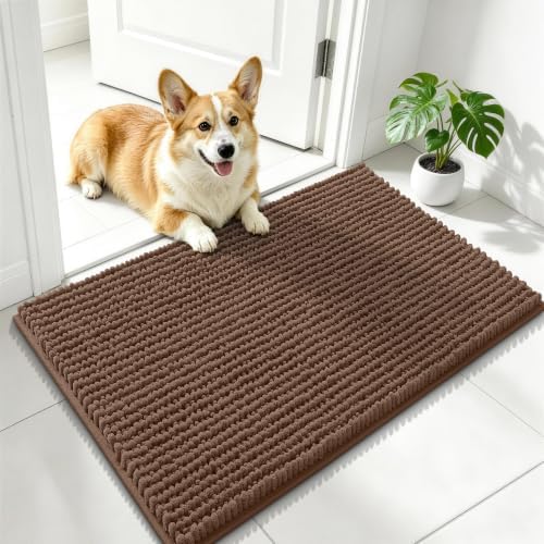 Smiry Dog Door Mat for Muddy Paws 24x16, Ultra Absorbent Chenille Doormat by Smiry