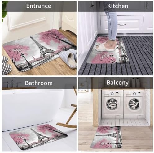 Paris Eiffel Tower Bath Mat Non-Slip Soft Microfiber Bathroom Rugs Washable - Image 7