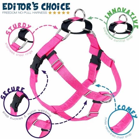 2 Hounds Design Freedom No Pull Dog Harness and Leash, Hot Pink - Image 4