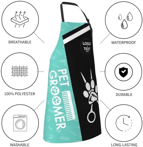 Custom Dog Grooming Apron, Personalized Logo Pet Groomer Apron Smocks - Image 3
