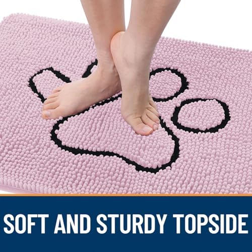 OLANLY Dog Door Mat for Muddy Paws 36x24, Paw Print Design Chenille Mud Mat - Image 4