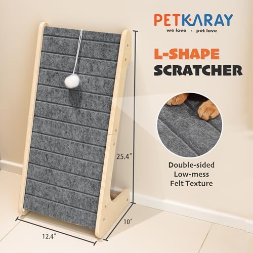PETKARAY Felt Cat Scratcher, L Shaped Scratching Pad, Scratch Resistant Carpet - Image 2