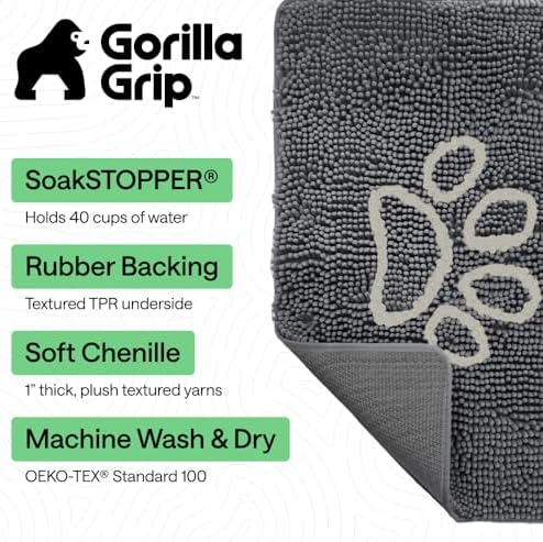 GORILLA GRIP SoakSTOPPER Dog Door Mat, Machine Wash and Dry, 48x30 Charcoal - Image 3