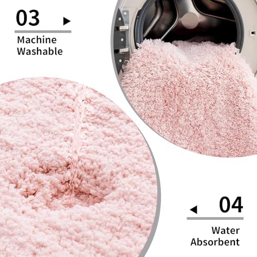 Disolla Pink Bathroom Rugs 24x48, Non-Slip Plush Thick Bath Mat - Image 5