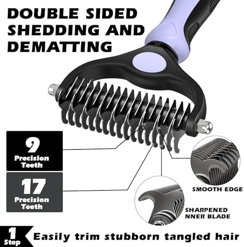 Professional 3PCS Self Cleaning Slicker Brush & Pet Grooming Rake & Flea Comb - Image 2