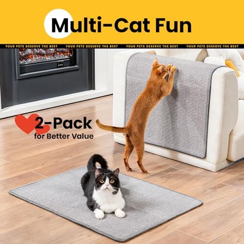 Conlun 2-Pack Cat Scratching Pads, 23.6x31.5in Sisal Wall & Couch Protector - Image 2