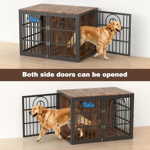43 Inch Antique Walnut Dog Crate Furniture - Image 2