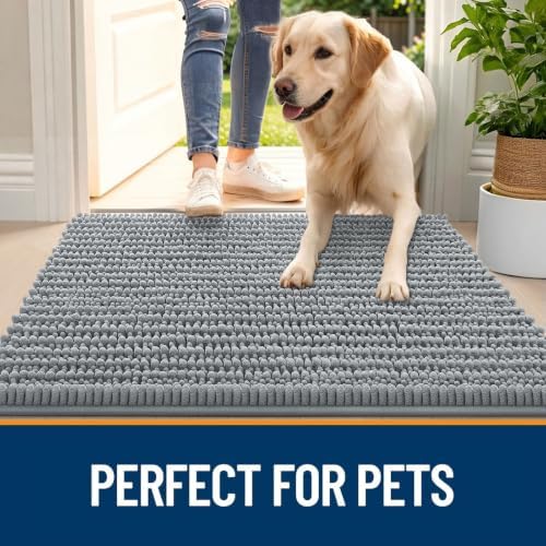 OLANLY Dog Door Mat for Muddy Paws 40x32, Ultra-Absorbent Chenille Mud Mat - Image 6