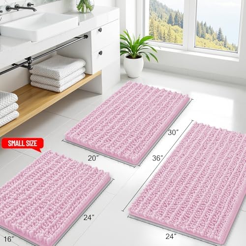 Smiry Bathroom Rugs 24X16, Extra Soft Rubber Backing Chenille Bath Mats - Image 2
