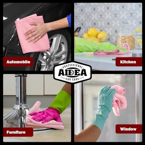 AIDEA Microfiber Cleaning Cloth Pink 10PK, Microfiber Towels 12×12" - Image 5