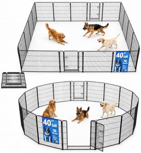 Dog Playpen Outdoor, 40 Inch Height 16 Panels Foldable Dog Pens Outside by HomePage