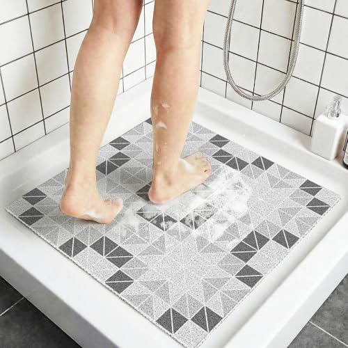 BLESWIN Loofah Bath Mat for Inside Shower, Square Shower Mat by BLESWIN