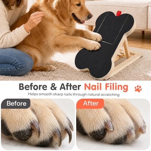 Dog Nail Scratch Board Scratcher Treat Dispenser Non-Slip Wood Sandpaper - Image 2