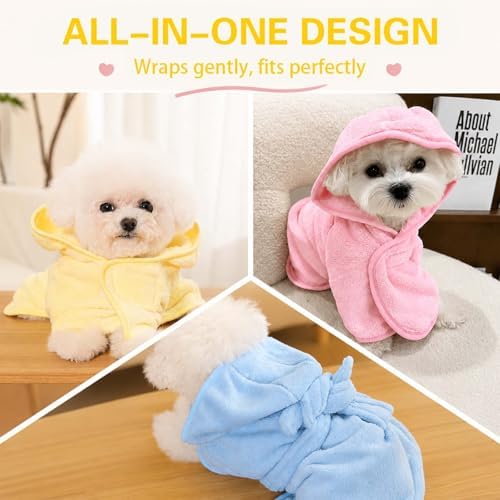 Dog Bathrobe Towel with Hood Super Absorbent Pet Bath Robe - Image 6