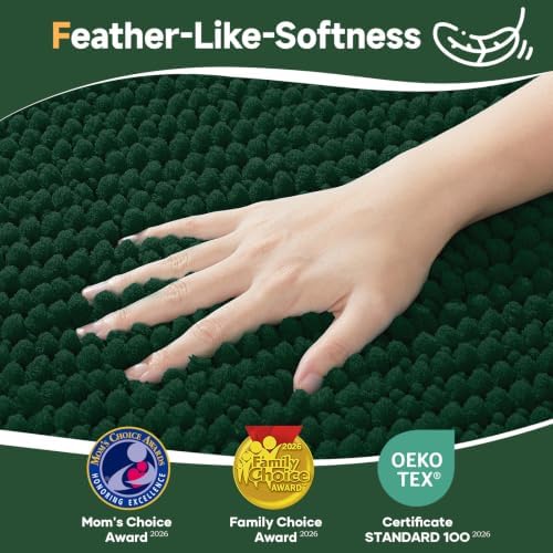 Ophanie Green Toilet Rugs U-Shaped 24x20, Soft Chenille Contour Bath Mat - Image 3