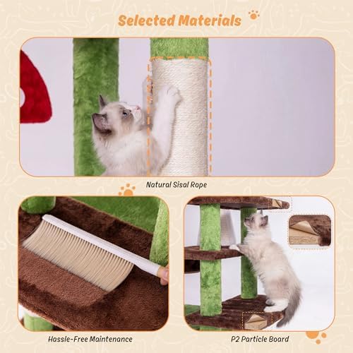 IRONCK 58" Cute Mushroom Cat Tree - Image 5